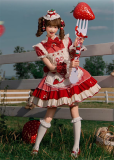 Trojan Casket  - Strawberry Cream - Kawaii Strawberry Sweet Lolita OP Dress, Overskirt and Hat
