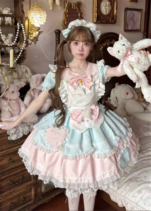 Sweet Tea Girl - Sweet Tea Meow - Kawaii Doll Kitty Sweet Lolita OP Dress Full Set