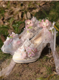 Magic Mirror Lolita - Rainy Wisteria -Tea Party Bride Wedding Homecoming Prom Party Round Toe High Heels Floral Lolita Shoes
