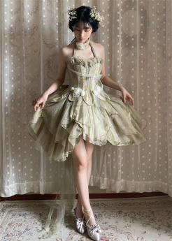 Caramel Antique - Mirrored Window - Elegant Forest Elf Classic Lolita Corset Topwear and Skirt Full Set
