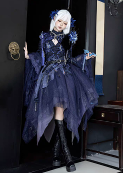 YourHighness - Blue-blooded Loong - Chinese Qi Gothic Wa Lolita JSK Full Set