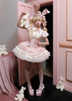 Caramel Antique - Bree Rabbit - Cute Sweet Classic Lolita Blouse and Corset Suspender Dress Set