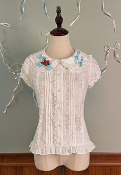 Little Twin Bears - Strawberry Dessert Chef - Medieval Style Doll Sweet Lolita Blouse