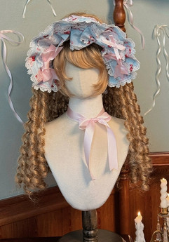 Little Twin Bears - Strawberry Dessert Chef - Medieval Style Doll Sweet Lolita Bonnet and Headbow