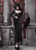 Blood Supply - Scarlet Blood Peak - Halloween Velvet Slim Mermaid Gothic Lolita OP Dress
