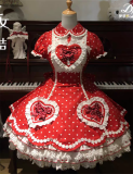 Dream Land - The Girl's Secrets - Vintage Doll Heart Polka Dot Sweet Lolita JSK and OP Dress