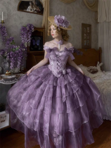 ChenJinShi - Wisteria Waterfall - Elegant Princess Classic Lolita Corset Topwear and Skirt Set, Headband and Choker
