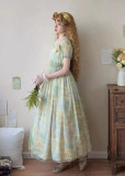 Miss Cube- Oil Painting Collection - Elegant Empire Style High Waist Casual Classic Vintage Lolita OP Dress