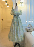 Miss Cube- Oil Painting Collection - Elegant Empire Style High Waist Casual Classic Vintage Lolita OP Dress
