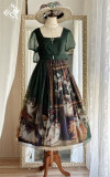 Miss Cube- Oil Painting Collection - Elegant Empire Style High Waist Casual Classic Lolita OP Dress with Waistband