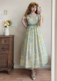 Miss Cube- Oil Painting Collection - Elegant Empire Style High Waist Casual Classic Vintage Lolita OP Dress
