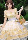 Yingluofu - Small Lemons - Casual Sweet Lolita OP Dress Full Set