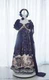 HuaXia Cat - Unicorn - Elegant Palace Vintage High Waist Classic Lolita OP Dress, Shawl and Crown