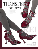 Transfer Student - Prayer to Luna - Cross Halloween Gothic Pointed Buckle High Heel Lolita Shoes