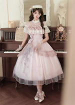 Unknown Star - Ode to the Rose - Elegant Classic Lolita Dress Topwear, Skirt and Necklace Set