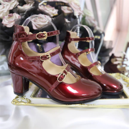 Classic Vintage Elegant Buckle Leather Mary Jane Chunky Heels Lolita Shoes