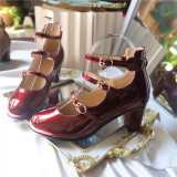 Classic Vintage Elegant Buckle Leather Mary Jane Chunky Heels Lolita Shoes