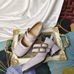 Classic Vintage Elegant Buckle Leather Mary Jane Square Toes Chunky Heels Lolita Shoes