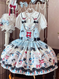 Twilight Crush - Mystery Rabbit Tea Party - Vintage Doll Sweet Lolita JSK, OP Dress, Salopettes and Blouse