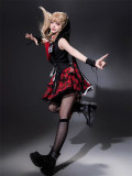 Neverland of the Girl - Rocky the Bunny - Sweet Punk Lolita Hooded Vest Jacket, Topwear and Skirt Set