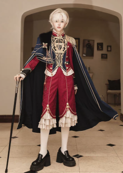 Neverland of the Girl - Royal Glory - Boystyle Prince Konoda Embroidery Ouji Lolita Topwear, Shorts and Cape