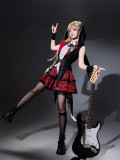 Neverland of the Girl - Rocky the Bunny - Sweet Punk Lolita Hooded Vest Jacket, Topwear and Skirt Set