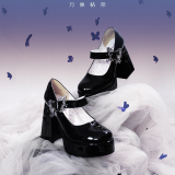 Floating Dream Realm - Elegant Butterfly Rose Buckle Chunky Square Toes High Heels Classic Lolita Shoes