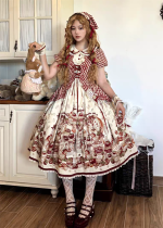 WF - Tinned Tomatoes - Countryside Sweet Lolita OP Dress, Salopettes, Skirt, Blouse and Accessories