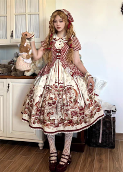 WF - Tinned Tomatoes - Countryside Sweet Lolita OP Dress, Salopettes, Skirt, Blouse and Accessories