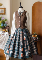 Forest Wardrobe - Persimmon Cat - Simple Vintage College Casual Classic Lolita Blouse, Skirt and Vest For Autumn and Winter