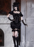 Blood Supply - Day of Mourning - Gorgeous Halloween Gothic Lolita Bubble Sleeves Backless Top and Lace Velvet Pumpkin Shorts