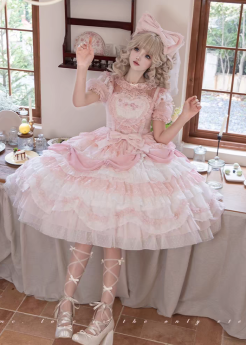 Wedding Poem - Gorgeous Sweet Tea Party Princess Wedding Rococo Lolita JSK, Bonnet and A Bow Tailing