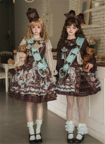 Alice Girl - Chocolate Bear - Doll Sweet Lolita JSK and Salopettes Overall Dress