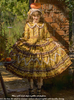 Flowers and Pearl Box - Autumn Harvest in The Wild - Countryside Casual Classic Lolita OP Dress, JSK, Sweater and Apron