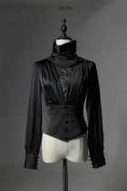 LilithHouse - Ode Tarot - Satin Long Sleeves High Collar Gothic Lolita Blouse