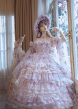 Cat Fairy - A Princess On The Lam - Gorgeous Tea Party Princess Wedding Rococo Lolita JSK with Arm Sleeves (Plus Long Version)