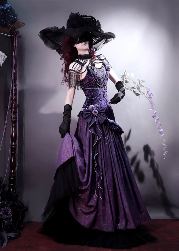 The Designer's Gift  - Mysterious Night Melody - Elegant Retro Birthday Party Prom Classic Lolita JSK and Petticoat