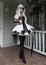 Xiaoxin -Y2K Gothic Lolita Hooded Bolero, Topwear Jacket and Skirt Set