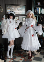 Withpuji - Cross-shaped Figure - Doll Gothic Lolita OP Dress Set and Headband