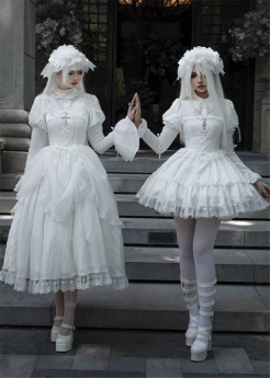 Withpuji - Fallen into Heaven - White Gothic Lolita OP Dress Set