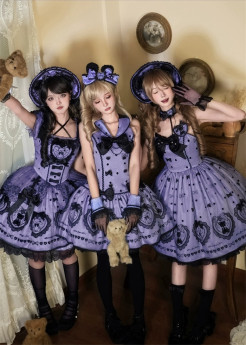 Alice Girl - Brown Sugar Bear - Sweet Lolita Halter JSK Dress, JSK Dress and OP Dress