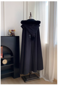 Withpuji - Nightingale's Song - Gothic Lolita Wool Hooded Long Cape For Winter