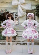 Twins Bear - Frosted Sugar Rabbit - Sweet Lolita Overall Dress and JSK