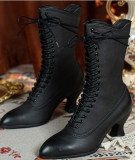 Just About Comfort - Retro Victorian Pointed Toe Wine Glass Heels Short Ankle Length Classic Lolita Boots