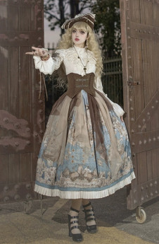 Alice Girl - Pirate Treasure Map - Retro Sweet Classic Lolita Skirt
