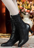 Just About Comfort - Elegant Retro Victorian England Lace Leather Pointed Toe Classic Lolita Short Boots