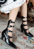 Just About Comfort - Retro England Victorian Pointed Toe Hollowed-out Short Ankle Length Classic Lolita Boots