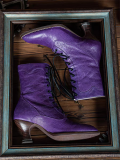 Just About Comfort - Retro Steampunk Victorian Pointed Toe Purple Ankle Length Classic Lolita Boots