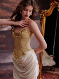 LaceMade - Holy Golden Hall - French Retro Classic Palace Strapless Casual Lolita Corset Topwear and Long Skirt