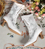 Just About Comfort - Elegant Retro Victorian England Lace Leather Pointed Toe Classic Lolita Short Boots